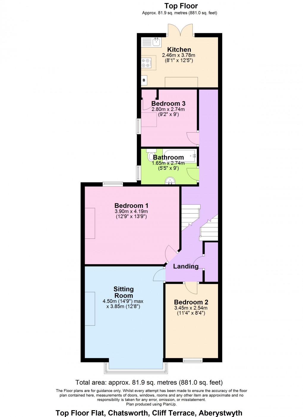 Floorplan for Cliff Terrace, Aberystwyth, Ceredigion