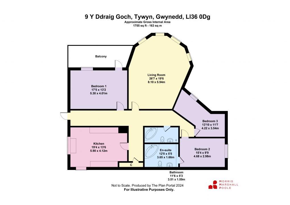 Floorplan for Y Ddraig Goch, Marine Parade, Tywyn, Gwynedd