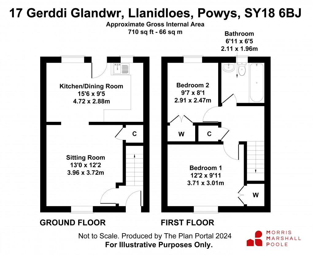 Floorplan for Gerddi Glandwr, Gorn Road, Llanidloes, Powys