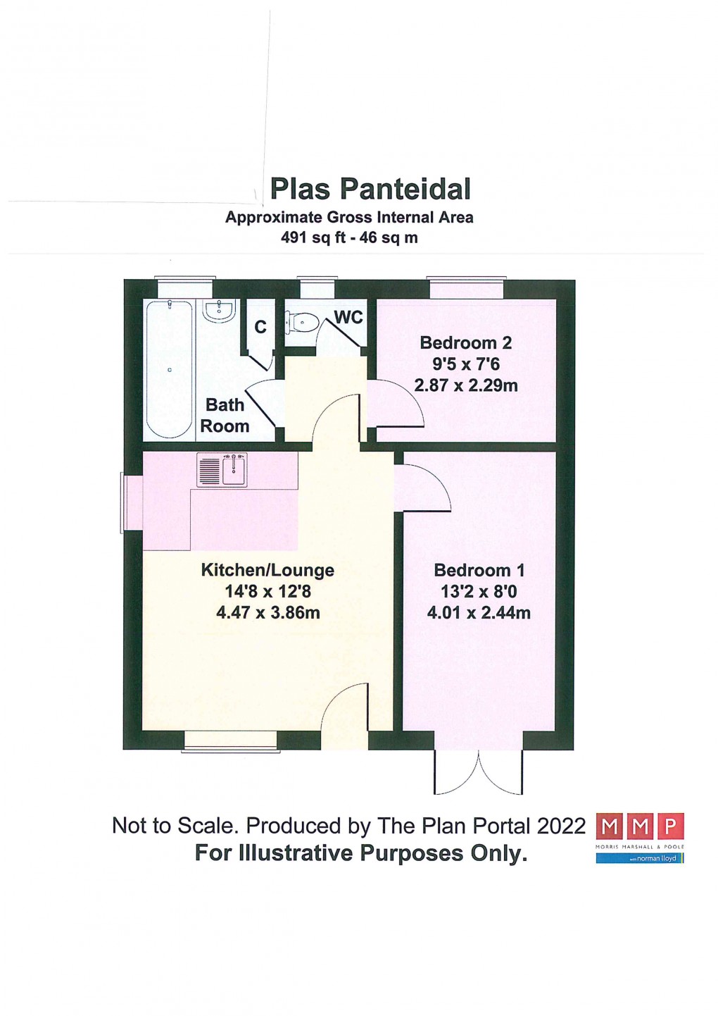 Floorplan for Plas Panteidal, Aberdovey/Aberdyfi, Gwynedd
