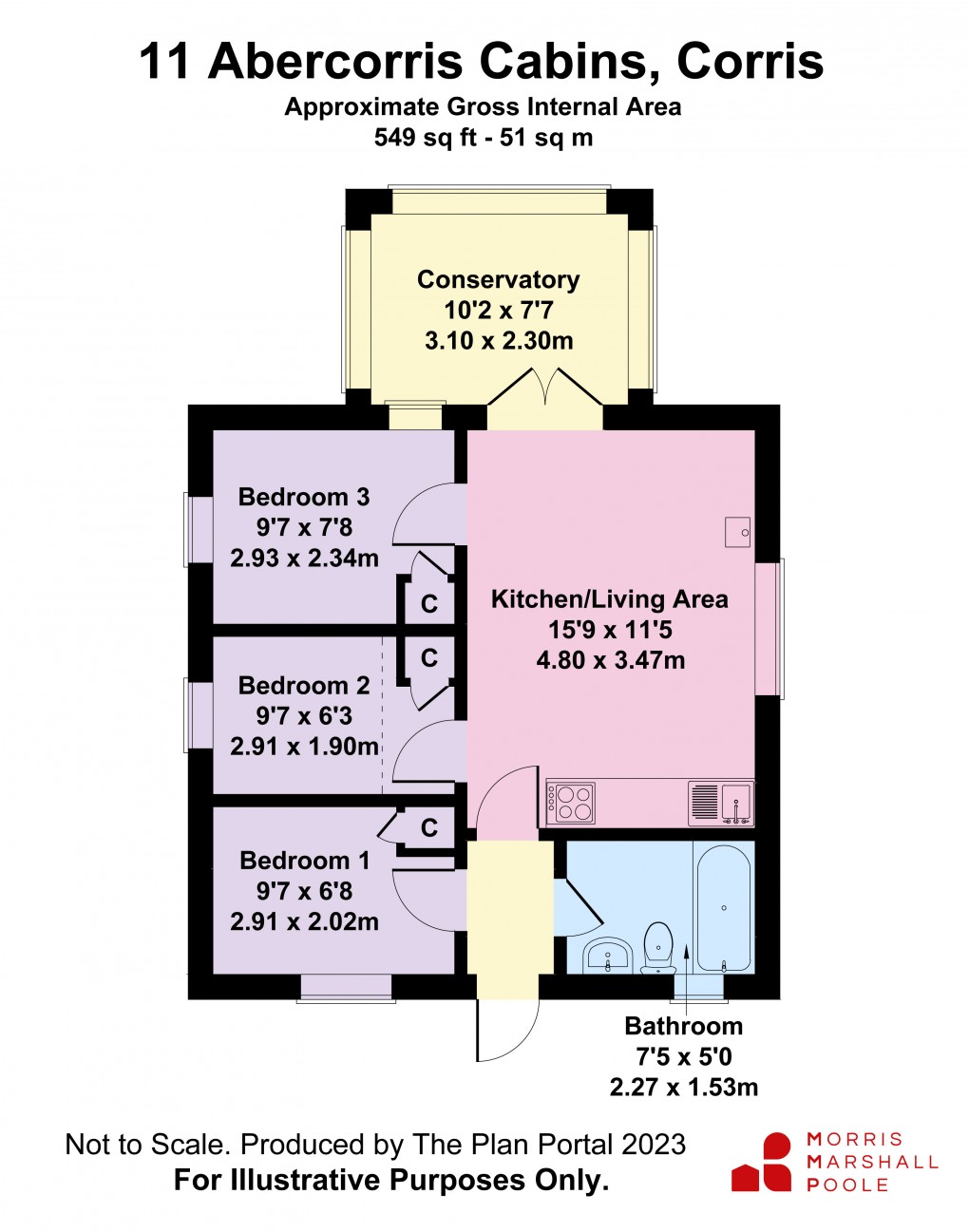 Floorplan for Abercorris Cabins, Corris, Machynlleth, Gwynedd