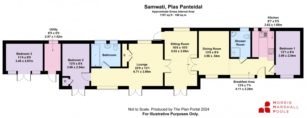 Floorplan for Plas Panteidal, Aberdovey/Aberdyfi, Gwynedd