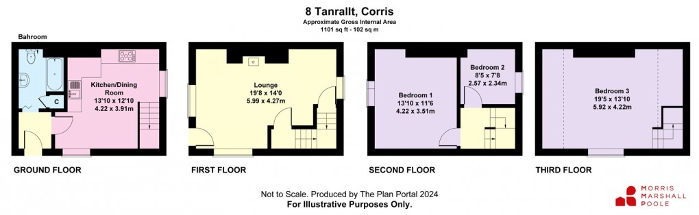 Floorplan for Tanrallt, Corris, Machynlleth, Gwynedd