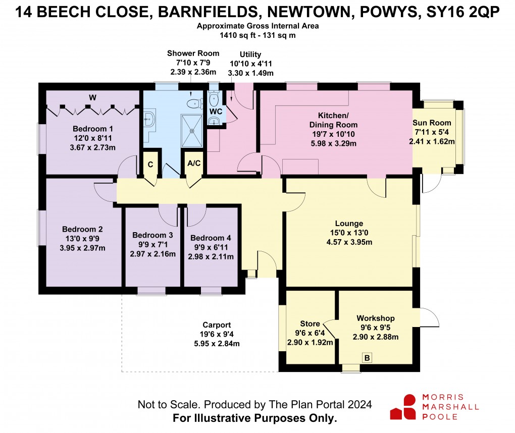 Floorplan for Beech Close, Barnfields, Newtown, Powys