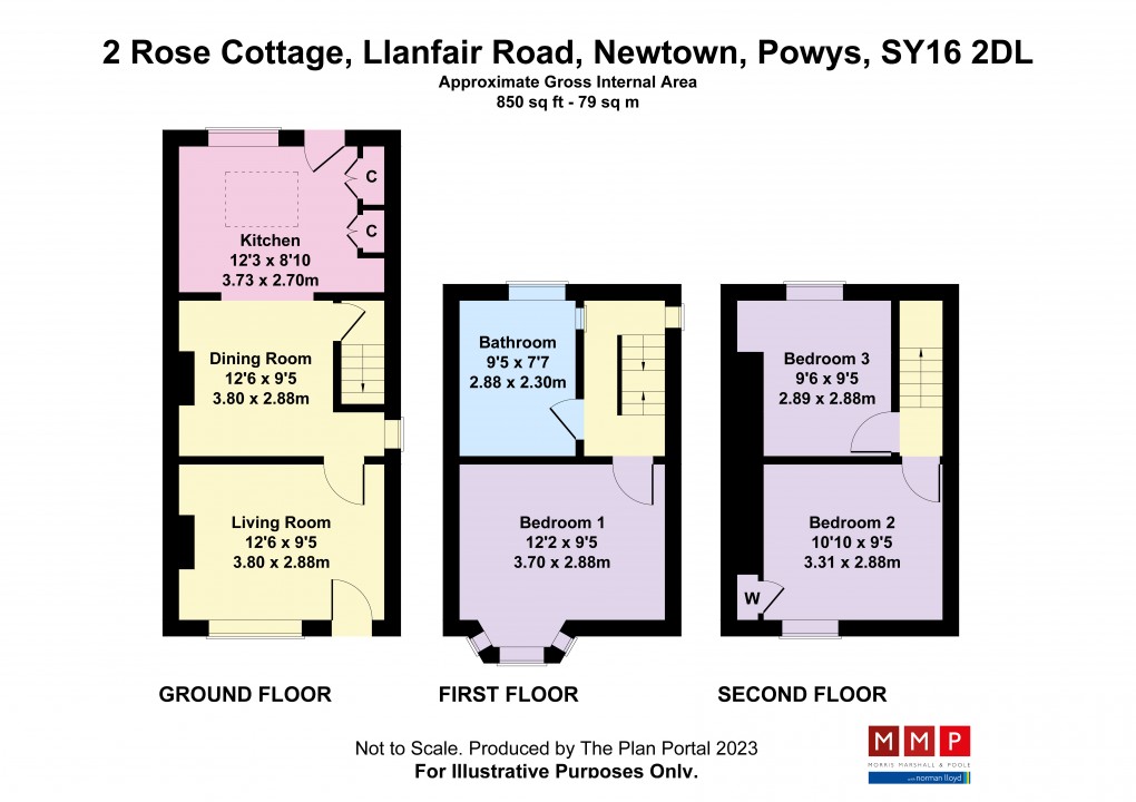 Floorplan for Rose Cottage, Llanfair Road, Newtown, Powys