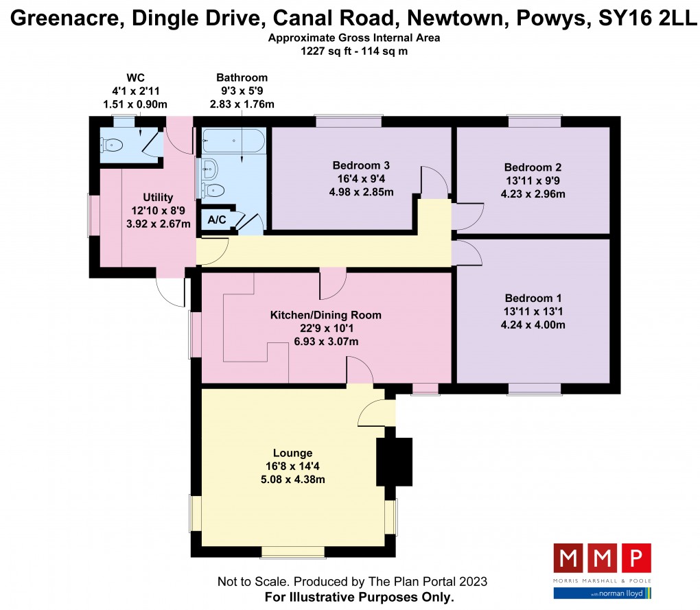 Floorplan for Dingle Drive, Canal Road, Newtown, Powys