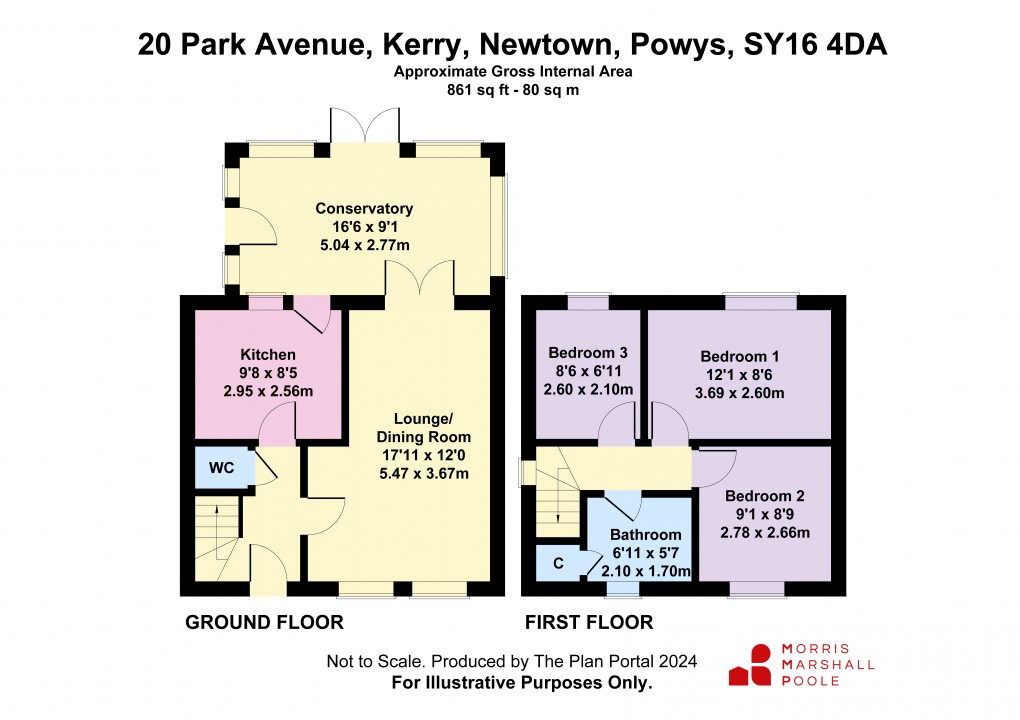 Floorplan for Park Avenue, Kerry, Newtown, Powys