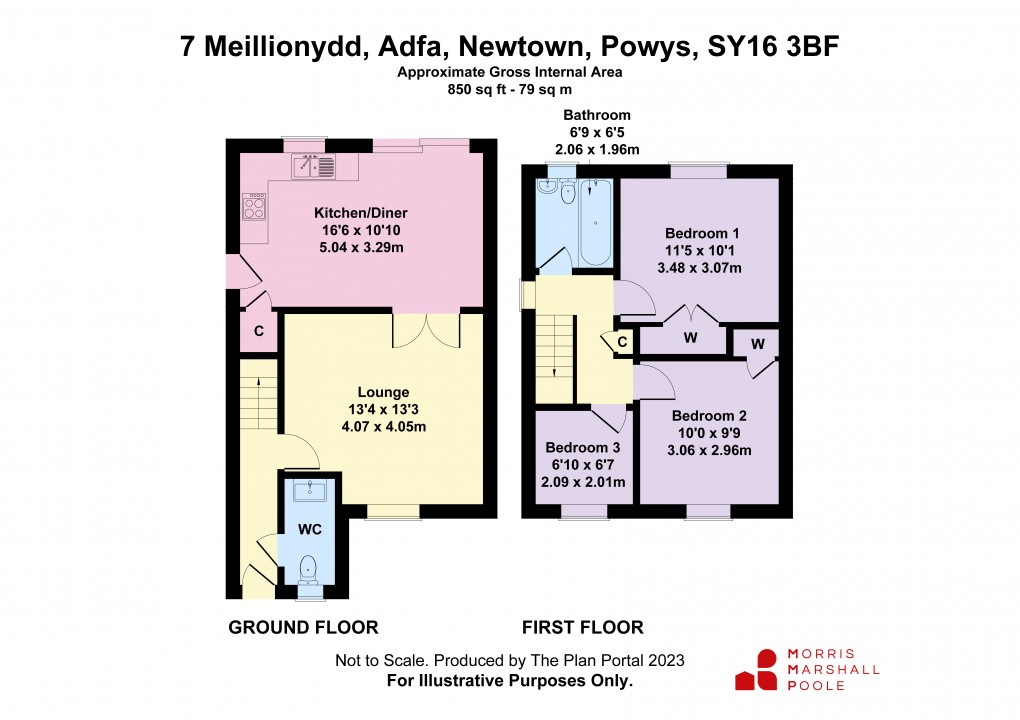 Floorplan for Meillionydd, Adfa, Newtown, Powys