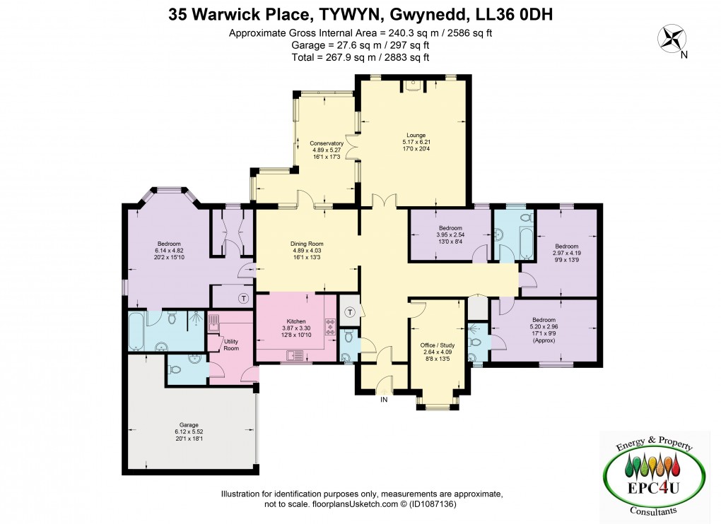 Floorplan for Warwick Place, Tywyn, Gwynedd