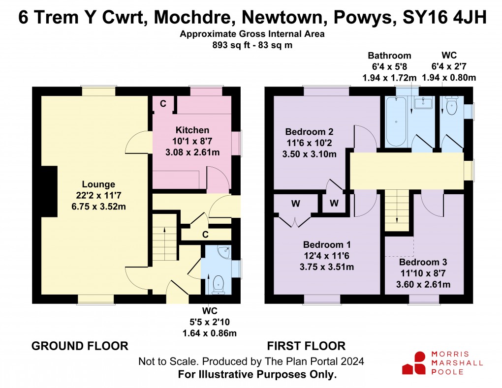 Floorplan for Trem Y Cwrt, Mochdre, Newtown, Powys