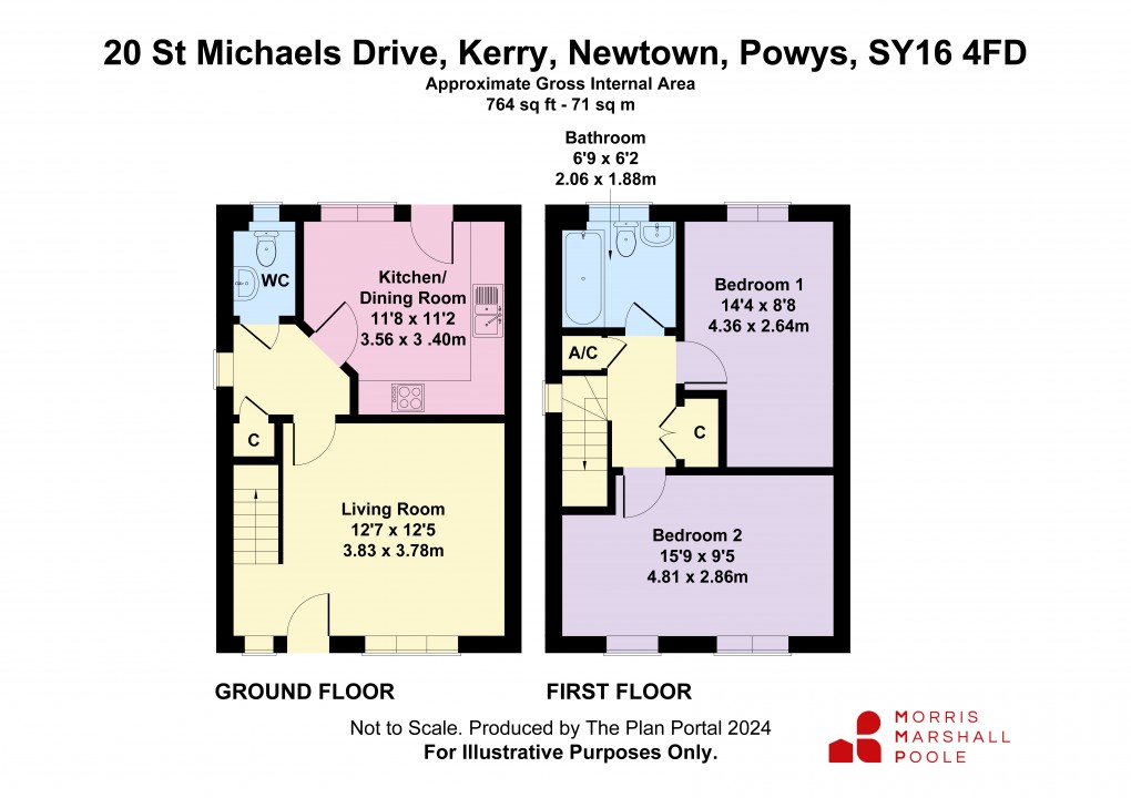 Floorplan for St. Michaels Drive, Kerry, Newtown, Powys