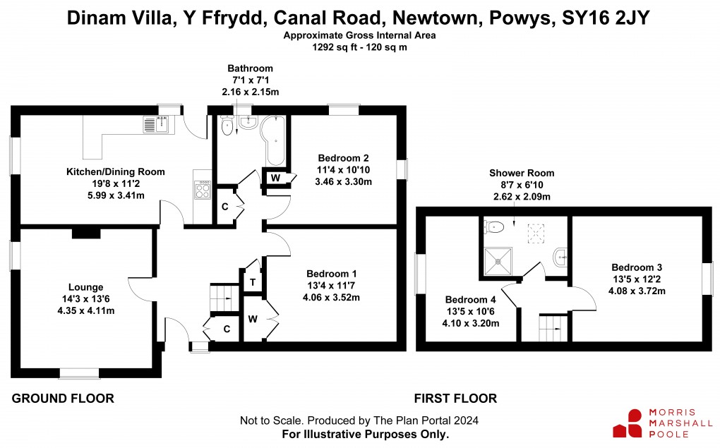 Floorplan for Y Ffrydd, Canal Road, Newtown, Powys