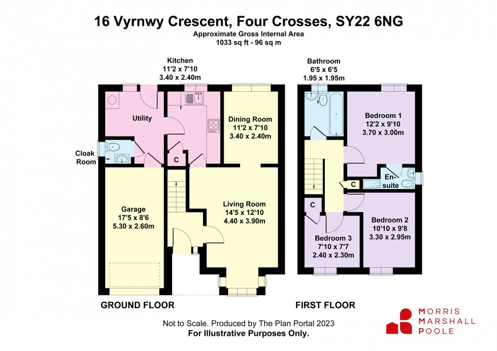 Floorplan for Vyrnwy Crescent, Four Crosses, Llanymynech, Powys