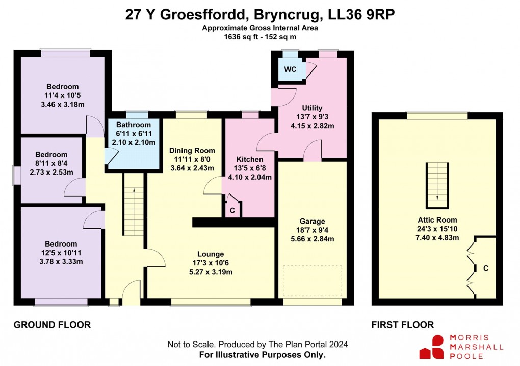 Floorplan for Y Groesffordd, Bryncrug, Tywyn, Gwynedd