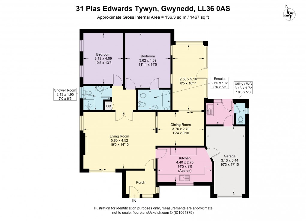 Floorplan for Plas Edwards, Tywyn, Gwynedd