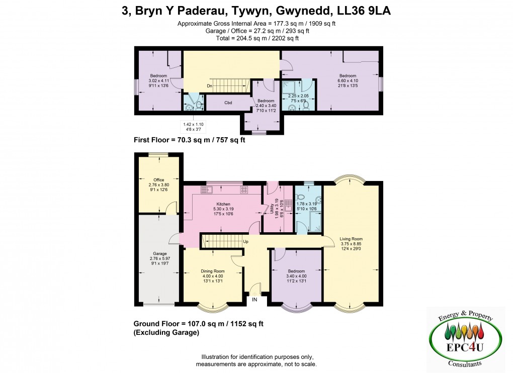 Floorplan for Bryn Y Paderau, Tywyn, Gwynedd
