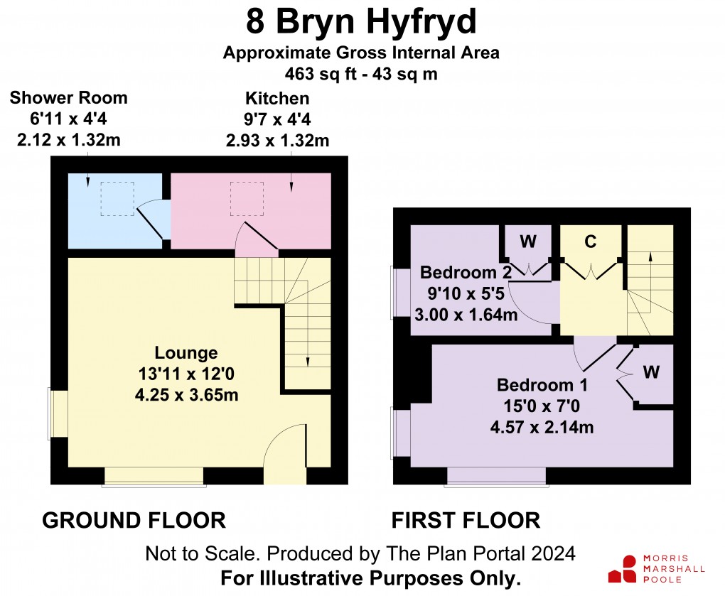 Floorplan for Bryn Hyfryd, Aberdyfi, Gwynedd