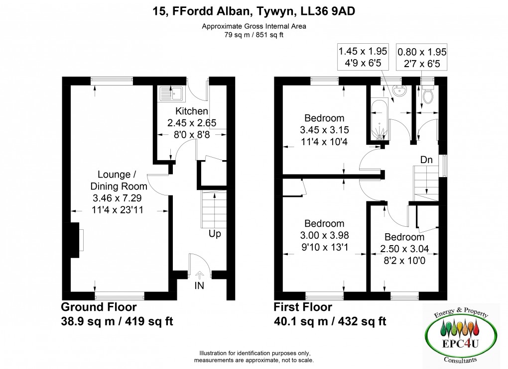 Floorplan for Ffordd Alban, Tywyn, Gwynedd