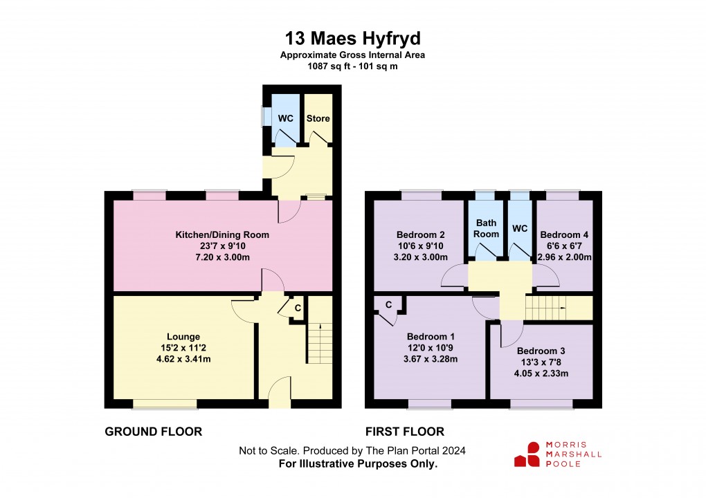 Floorplan for Maes Hyfryd, Bryncrug, Tywyn, Gwynedd