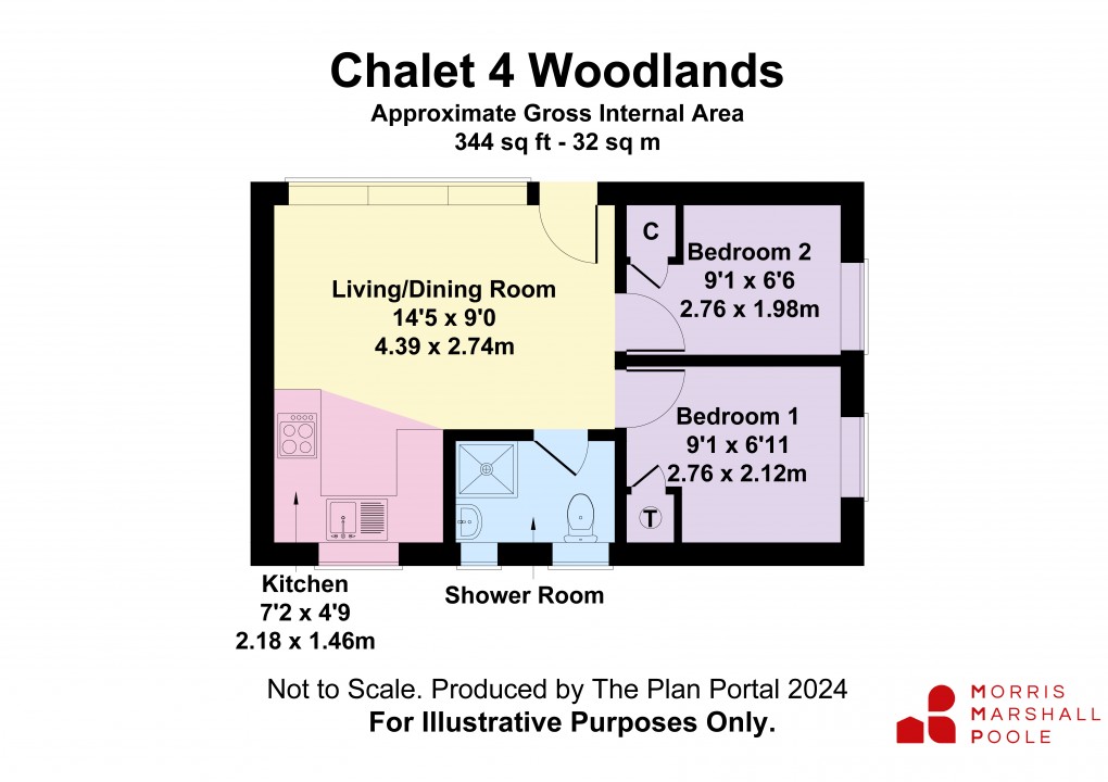 Floorplan for Chalet 4, Woodlands, Bryncrug, Gwynedd