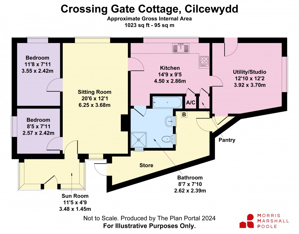 Floorplan for Crossing Gate Cottage, Cilcewydd, Forden, Welshpool, Powys