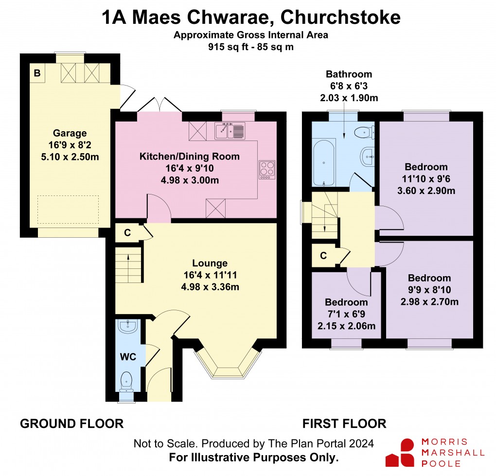 Floorplan for Maes Chwarae, Churchstoke, Montgomery, Powys